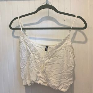 H&M cropped white lace tank top